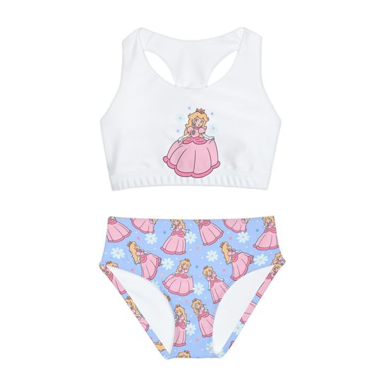 Girls Two Piece Swimsuit / Princess Swimsuit, Sleeveless Swimwear, Kids Two Piece Swimsuits