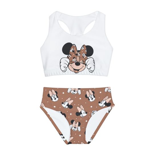 Girls Two Piece Swimsuit / Dainty Bows Swimsuit, Sleeveless Swimwear, Kids Two Piece Swimsuits