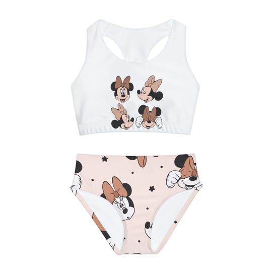 Girls Two Piece Swimsuit / Dainty Bows Swimsuit, Sleeveless Swimwear, Kids Two Piece Swimsuits