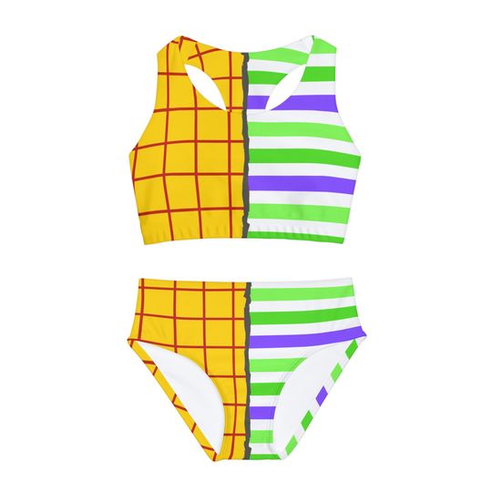 Andy's Toys Girls Two Piece Swimsuit, Sleeveless Swimwear, Kids Two Piece Swimsuits