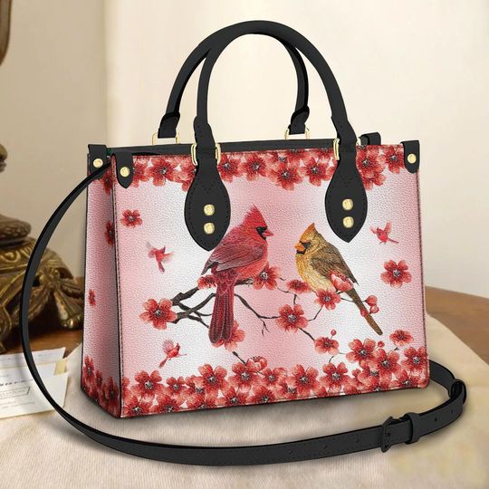 Spring Cardinal Leather Bag, Crossbody Bag, Woman Shoulder Bag, Gift for girlfriend, Shopping Bag