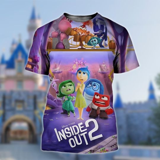 Envy Ennui Embarrassment Anxiety Inside Out 2 3D Adult Kid T-shirt, Inside Out 2 All Over Print T-Shirt, Anger Disgust Joy Sadness Fear Tee