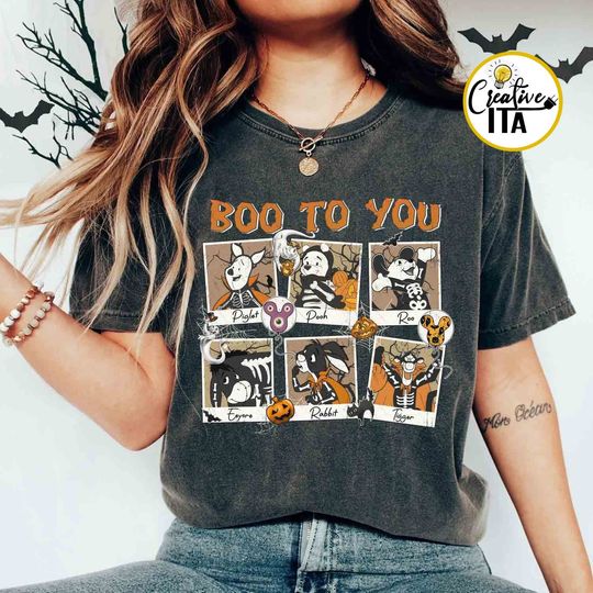 Vintage Pooh Skeleton Halloween Shirt, Disney Boo To You Shirts, Pooh and Friends Spooky Season Shirt, Retro Disney Halloween Party shirts