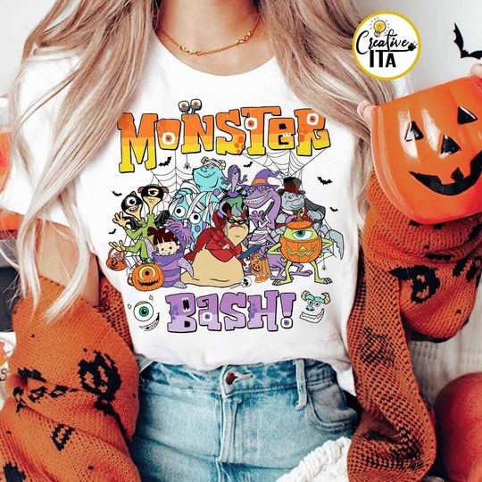 Disney Halloween Monsters Inc Characters Shirt, Disney Pixar Monsters University Halloween, Monster Bash Mummy Halloween Pumpkin Matching