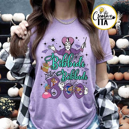 Disney Cinde Halloween Bibbidi Bobbidi Boo Shirt, Disney Princess Cinde Jaq Gus, Disney Villains Lady Tremaine, Disney Girl Trip