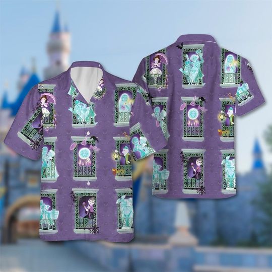Haunted Mansion Halloween Hawaii Shirt, Hatbox Ghost Button Up Shirt, Ghost Characters Hawaiian Shirt, Horror 3D All Over Print Shirt