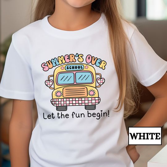 Summer's Over Back-to-School T-Shirt for School Bus Driver Gifted, Cute Back to School Shirt for Kids 1st Day of School Tee Bus Driver Shirt