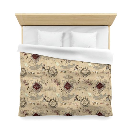 Harry Potter Inspired Duvet Cover / Marauder's Map / Microfiber Duvet / Bedroom Collection / Blanket / Home Decor / Hogwarts Bedding