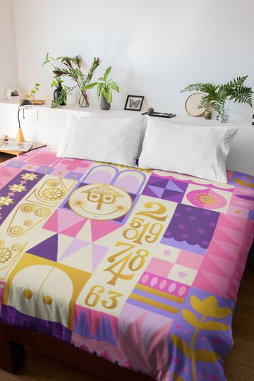 Pink It's a Small World Comforter, Disney Comforter, Disney Home Decor, Gift for Her, Disney Blanket Christmas Gift, Gifts for Her