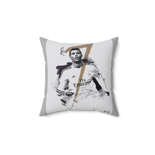Spun Polyester Square Pillow Cristiano Ronaldo 7, Football Lover Gift, Soccer Pillow