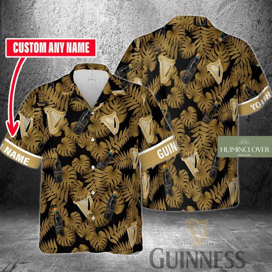 Personalized Guinness Hawaii Shirt, Guinness Beer Shirt, Guinness Beer Beach Shirt, Beer Button Shirt, Beer Tropical Shirt, Beer Lovers Gift