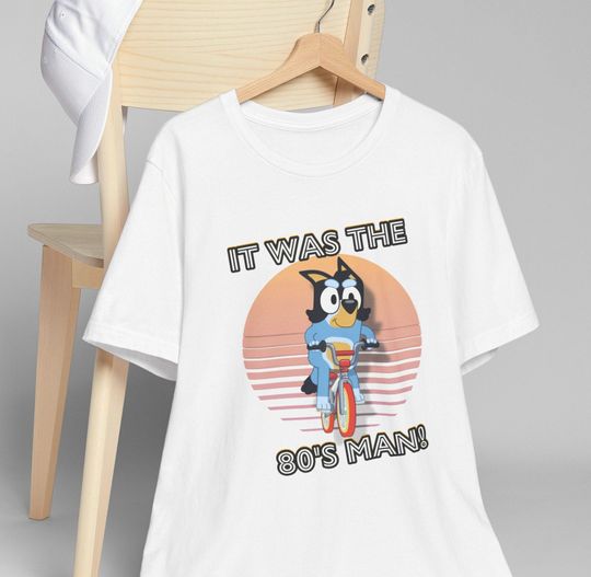 BlueyDad Bandit 80s Cotton Shirt, Comfortable Short Sleeve Sports Tee for Men, Women, Kids - Trending Street Fashion