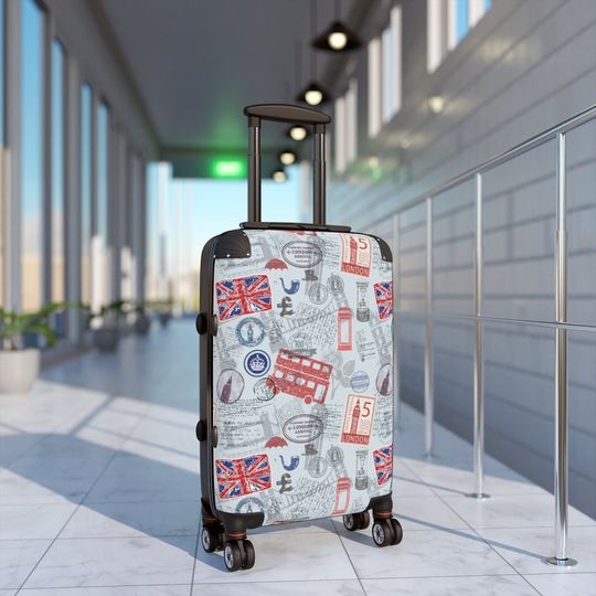 London England Suitcase, Carry On Luggage with Wheels, Cabin Bag, Unique Travel Bag, Cute Gift for Women, Gift for Him, Her