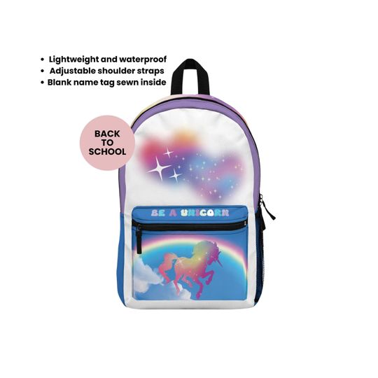 Back to school backpack for elementary students, school supplies, cute gift for girl unicorn rainbow book bag for ages 5 to 12 years of age
