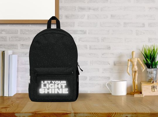 Back to School Christian backpack for Christian high school backpack college backpack Christian gift for girl birthday Light shine black