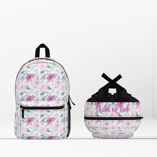 Child of God Floral Backpack | Christian Kid's Backpack | Scripture Inspired Back to School Supplies| Catholic Children Book Bag
