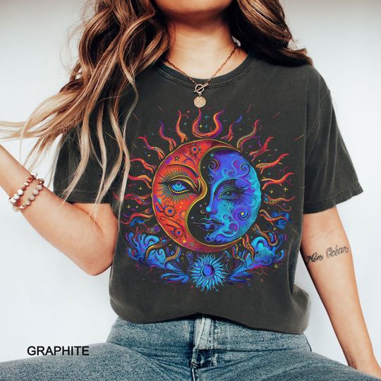 Celestial Moon and Sun t-shirt, trendy Shirt, Mystic Moon Shirt, Mystical Moon and Sun t-shirt, Boho Moon shirt, Vintage Moon Shirt, Moon