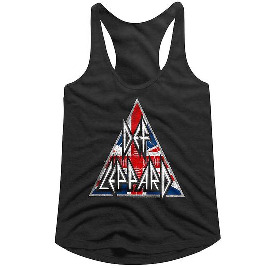 Def Leppard Women's Tanktop Union Jack British Flag Logo Graphic Tank Vintage Rock Band