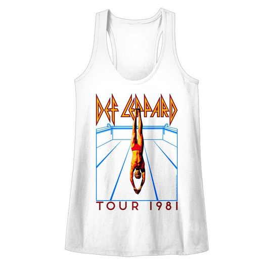 Def Leppard Women's Tank Top High n Dry Tour 1981 Rock Band Top Concert Racerback vest Gift For Her