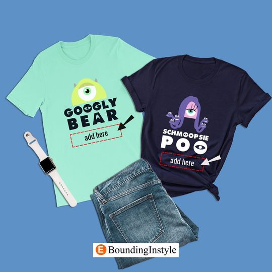 Custom Disney Matching Shirt, Googly Bear Schmoopsie Poo, Mike and Celia, Monsters Inc Shirt, Magic Kingdom Halloween, Pixar Personalized