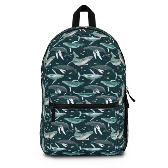 Humpback Whale Backpack-Watercolor Teal/Back to school backpack