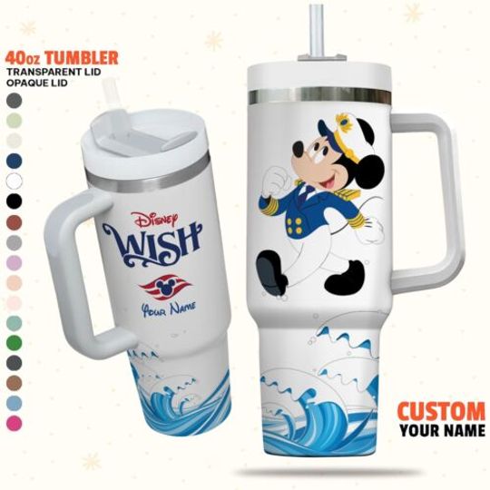 Custom Disney Cruise Ship Vacation Colorful Tumbler, Custom Name Disney 40oz