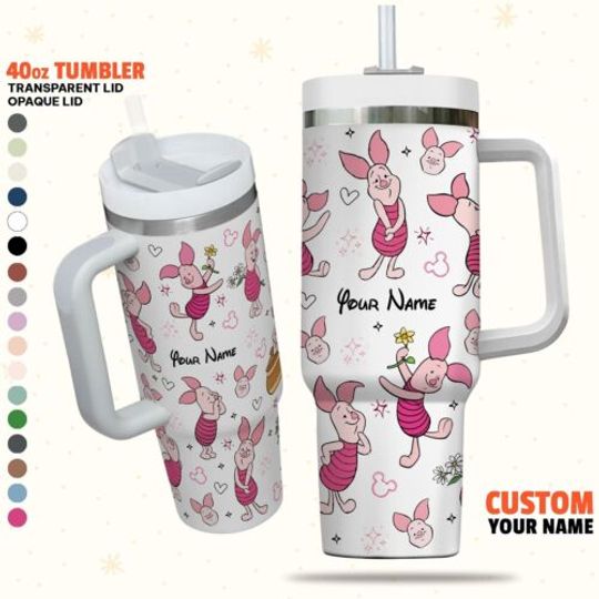 Custom Disney Friends Piglet Colorful Tumbler, Personalized Disney 40oz Tumbler
