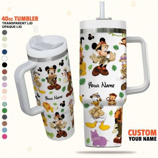 Custom Disney Mickey Safari Colorful Tumbler, Custom Disney Characters 40oz