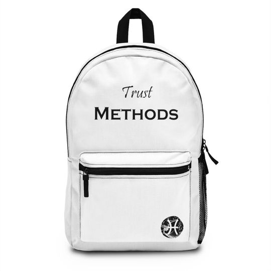 Trust Methods Zodiac Water Sign Pisces Back to School Backpack Bag White