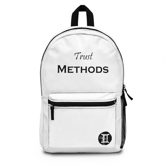 Trust Methods Zodiac Air Sign Gemini Back to School Backpack Bag White