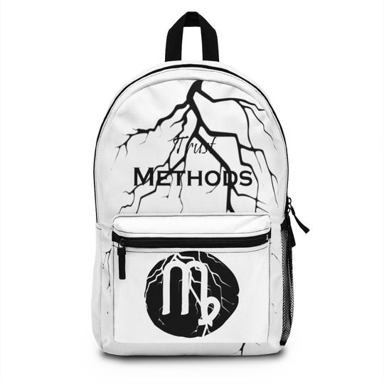 Trust Methods Zodiac Earth Sign Virgo Lightning Back to School Backpack Bag White