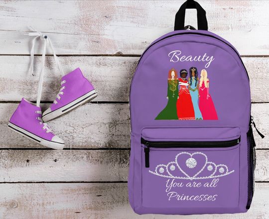 Purple Girls Princess  Back to School Backpack
