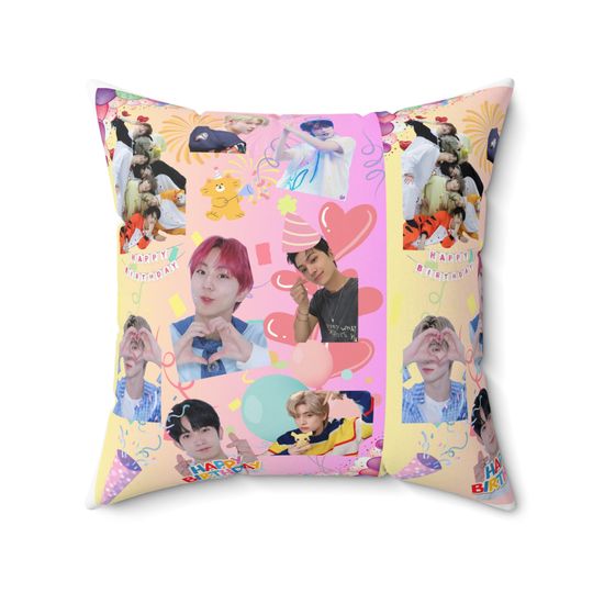 Enhypen inspired Happy Birthday Pillow, room decor, kpop room decor, kpop gift, bed pillow, K pop pillow, bed pillow, square pillow, Jake