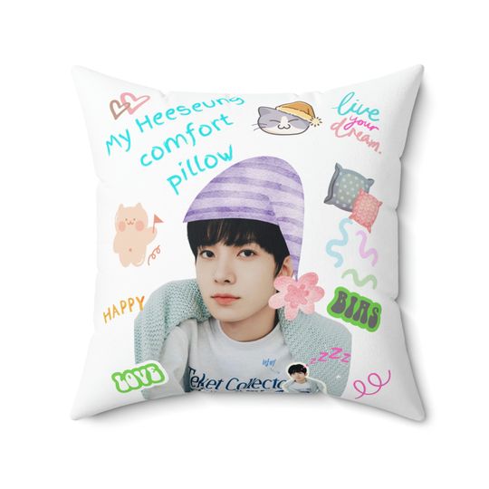 Enhypen inspired Heeseung Square Pillow, room decor, kpop room decor, kpop gift, bed pillow, Heeseung pillow, bed pillow, k pop
