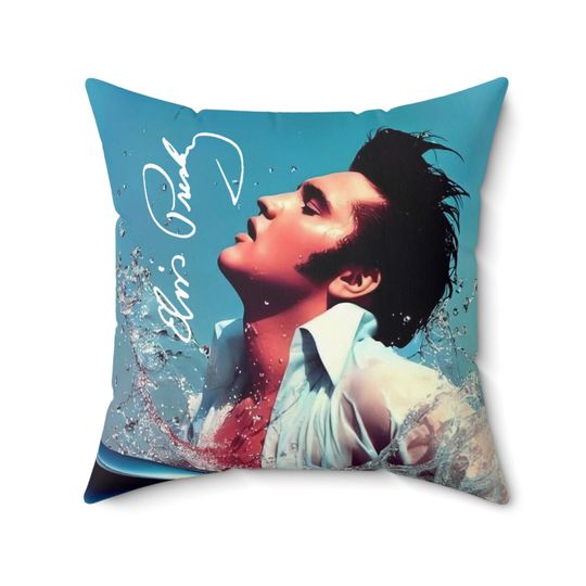 Elvis Presley Portrait Spun Throw Pillow, Bedroom Home, Office Decorative, Sofa Decoration, Square Zipper, Soft Cotton Pillow Cover, Birthday Gift, Christmas Gift.