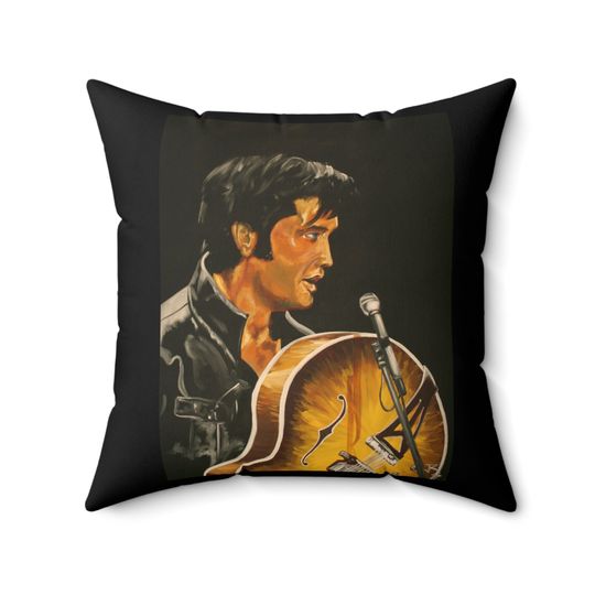 Elvis Presley Spun Throw Pillow, Bedroom Home, Office Decorative, Sofa Decoration, Square Zipper, Soft Cotton Pillow Cover, Birthday Gift, Christmas Gift.