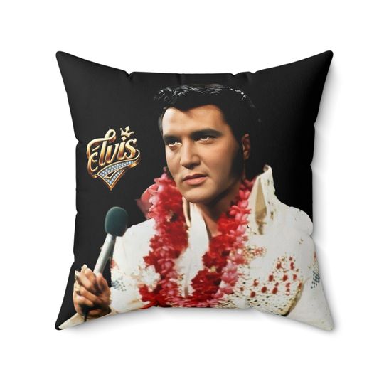 Elvis Presley Aloha Concert Spun Throw Pillow, Bedroom Home, Office Decorative, Sofa Decoration, Square Zipper, Soft Cotton Pillow Cover, Birthday Gift, Christmas Gift.
