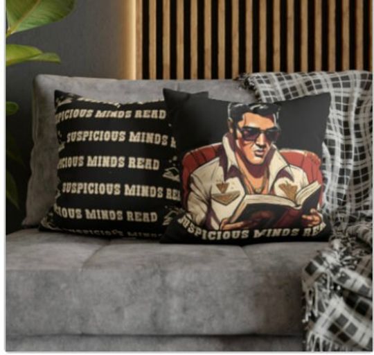 Elvis Suspicious Minds Read Throw Pillow Cover,  Librarian Gifts, Gift for Librarian Elvis Presley, Elvis Gifts, Elvis Fan Gift, Book Lover