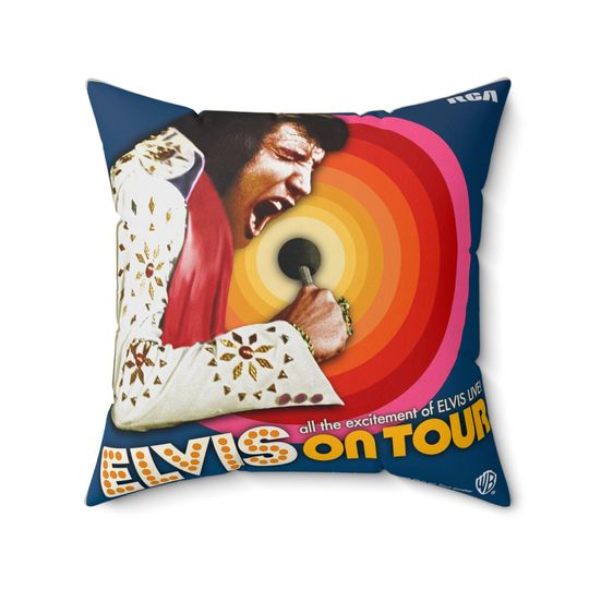 Elvis Presley In COncert Spun Square Pillow, Librarian Gifts, Gift for Librarian Elvis Presley, Elvis Gifts, Elvis Fan Gift
