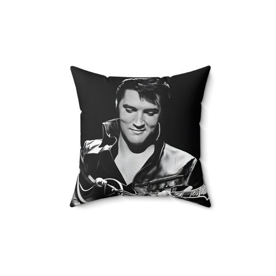 Elvis Presley in concert & singing in concert black and white Square cover with pillow for indoor decor, Librarian Gifts, Gift for Librarian Elvis Presley, Elvis Gifts, Elvis Fan Gift