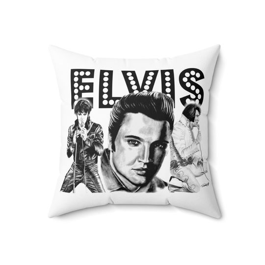 Spun Square Pillow - Elvis Presley, king of rock and roll Original Artwork from Dantel Art