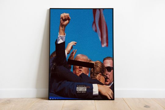 Donald Trump Fight Album Cover Poster | Trump Ear Merch | Trump Fight Print | Pennsylvania Rally | Make America Great Again | Election 2024