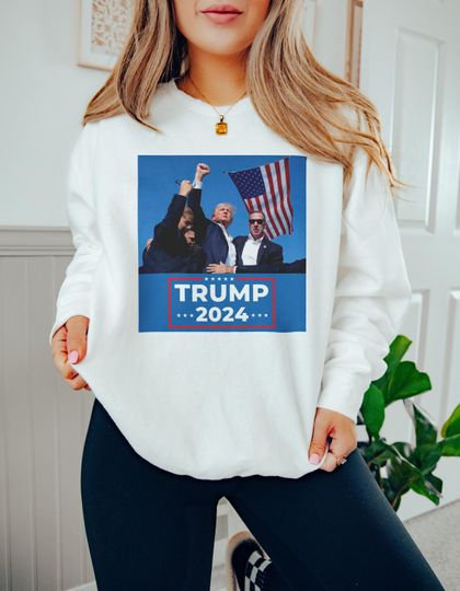 TRUMP 2024, SHOT,  WOUNDED, Unisex Lightweight Crewneck Sweatshirt
