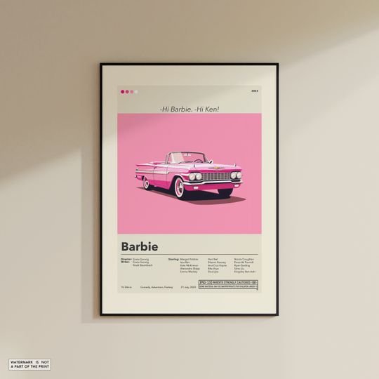 Barbie Poster | Greta Gerwig | Minimalist Movie Poster |Movie Posters | Wall Art Print | Home Decor