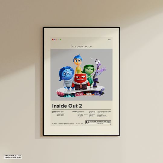 Inside Out 2 Poster | Kelsey Mann | Minimalist Movie Poster | Movie Posters | Wall Art Print | Home Decor