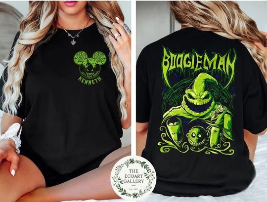 Two-sided The Nightmare Before Christmas Oogie Boogie Lock Shock Barrel Disney Halloween Shirt, Trick or Treat Jack Skellington Sally Family