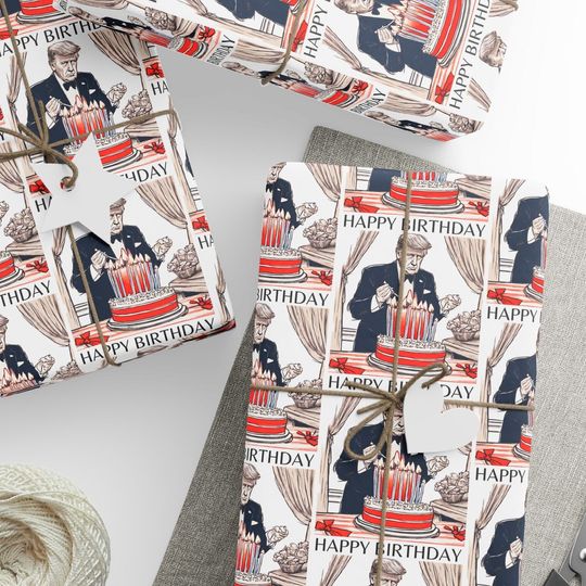 Trump Birthday Wrapping Paper, Funny Political Gift Wrap , Trump Christmas Gift Wrap Paper, Republican Wrapping Paper, Trump Santa Wrapping Paper