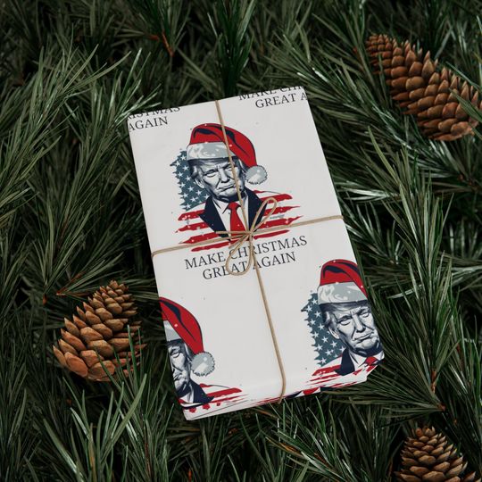 Trump Make Christmas Great Again Wrapping Paper, Trump Christmas Gift Wrap Paper, Republican Wrapping Paper, Trump Santa Wrapping Paper