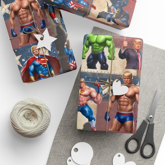 Donald Trump Wrapping Paper - Trump Christmas Gift Wrap Paper, Republican Wrapping Paper, Trump Santa Wrapping Paper