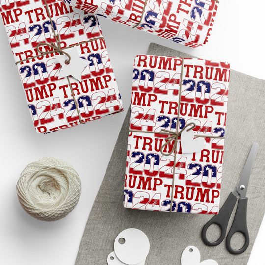 Trump 2024 Wrapping Papers, Trump Christmas Gift Wrap Paper, Republican Wrapping Paper, Trump Santa Wrapping Paper